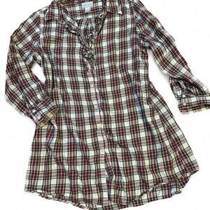 Soft surroundings plaid button up shirt